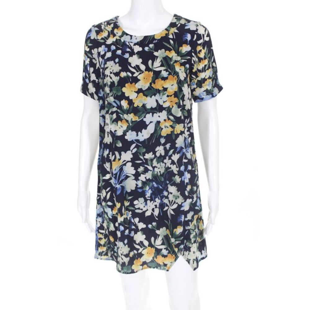 Slate & Willow Womens Floral Print Throw Shift Dress Blue Size 2 10372183